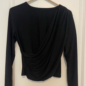 Express wrap top with shoulder pads